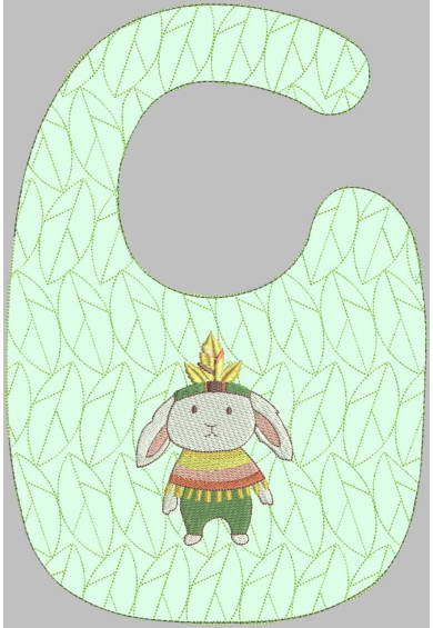 Hop070 - Bunny and leaves Quilted Bib